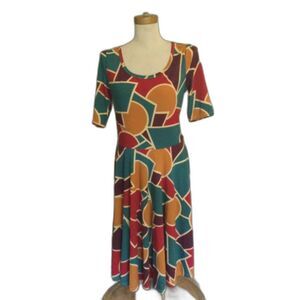 LuLaRoe Multicolored Artsy Bold Nicole Dress Sz S